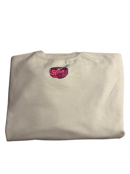 Cream Pink and Green Brainfood Arch Crewneck